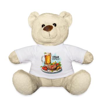 Steak Et Bière Manger De L’alcool Dictons Drôles - Nounours - blanc - Devant