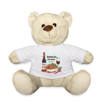 Nudeln und Wein Essen Alkohol Lustige Sprüche - Teddy - Weiß - Vorne