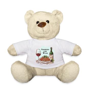 Nudeln und Wein Essen Alkohol Lustige Sprüche - Teddy - Weiß - Vorne