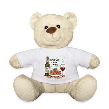 Nudeln und Wein Essen Alkohol Lustige Sprüche - Teddy - Weiß - Vorne