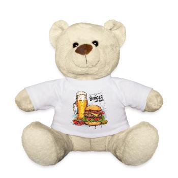 Burger Et Bière Nourriture Alcool Dictons Drôles - Nounours - blanc - Devant