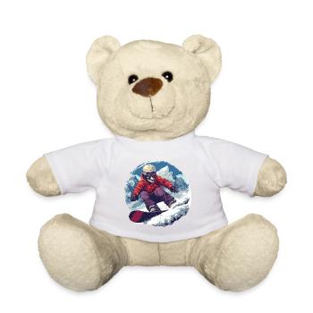 Totenkopf Snowboarder Snowboarden Apres Ski - Teddy - Weiß - Vorne