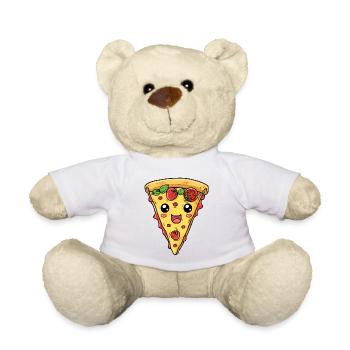 LUSTIGES PIZZA GESICHT FAST FOOD LOVER - Teddy - Weiß - Vorne