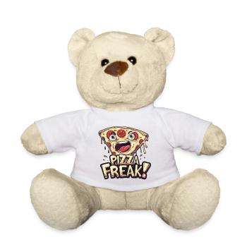 PIZZA FREAK FAST FOOD LOVER LUSTIGES GESICHT - Teddy - Weiß - Vorne