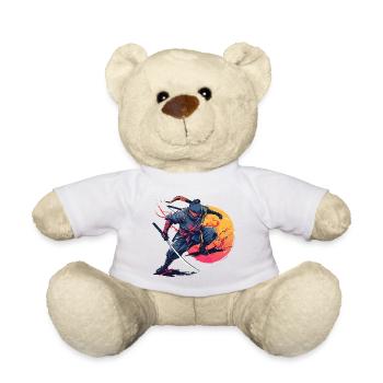 Ninja Kämpfer Krieger Shinobi Japan Schwert Katana - Teddy - Weiß - Vorne