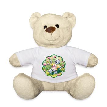 3 Jahre 3. Geburtstag Roboter auf Blumenwiese - Teddy - Weiß - Vorne