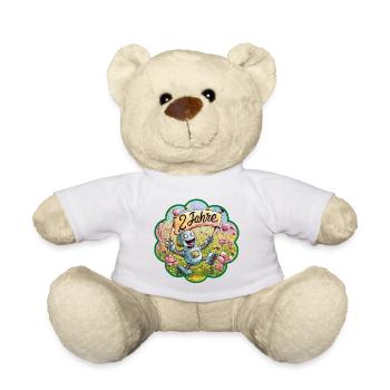 2 Jahre 2. Geburtstag Roboter auf Blumenwiese - Teddy - Weiß - Vorne