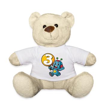 Endlich 3 Jahre drei dritter Geburtstag Roboter - Teddy - Weiß - Vorne