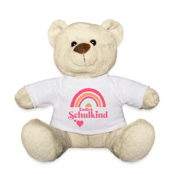 Enmdlich Schulkind - Boho Regenbogen mit Herz - Teddy - Weiß - Vorne