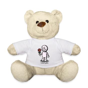 Bonhomme allumette avec fleur JE T’AIME - Nounours - blanc - Devant