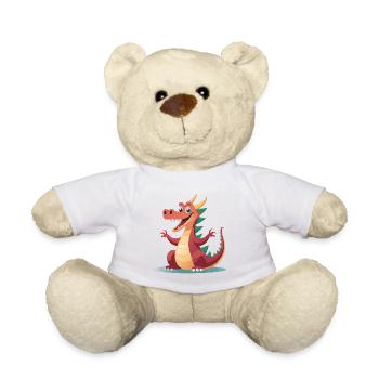 Glücklicher Drache zum Knuddeln - Teddy - Weiß - Vorne