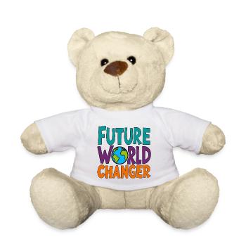 Future World Changer - Globe Saying - Nounours - blanc - Devant