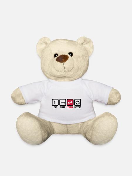 eat sleep train : bodybuilding, bodybuilding, muscu - Teddy Bear - white