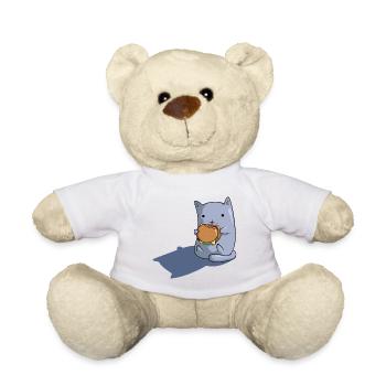 Cat eats hamburger - Teddy Bear - white - Front