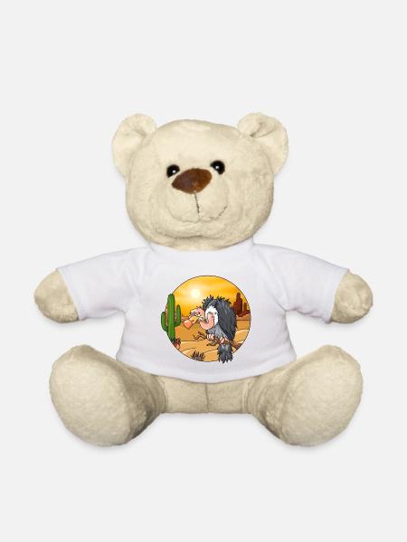 Ungeduldiger Geier auf Ast in der Wüste - Teddy - Weiß