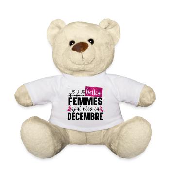 Décembre Femme Cadeau d’Anniversaire Rose Girly - Nounours - blanc - Devant