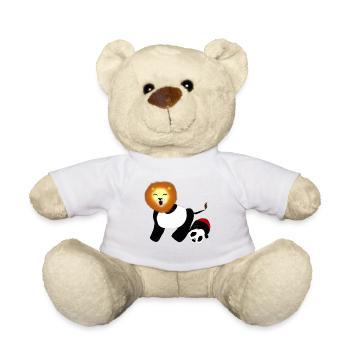 Panda spielen mit Löwen - Teddy - Weiß - Vorne