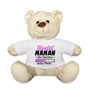 Bientôt Maman Qui Déchire Veuillez Patienter Mère - Nounours - blanc - Devant