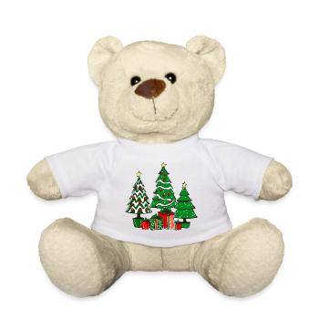 Sapins et cadeaux de Noël - Nounours - blanc - Devant