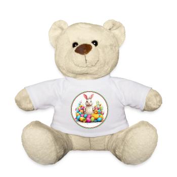 Lapin de Pâques dans le panier de Pâques oeufs colorés et canetons - Nounours - blanc - Devant