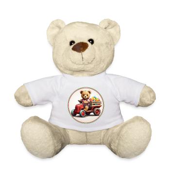 ours en peluche de Pâques drôle apporte des œufs dans le mobile de Pâques - Nounours - blanc - Devant