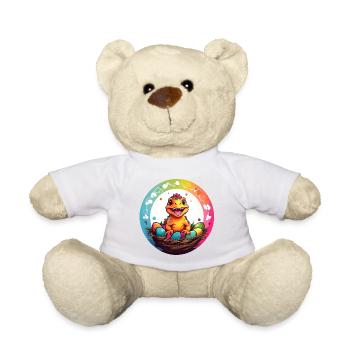 Dinobaby petit dinosaure dans le panier de Pâques - Nounours - blanc - Devant