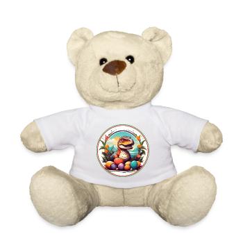 Dinobaby petit dinosaure dans le panier de Pâques - Nounours - blanc - Devant