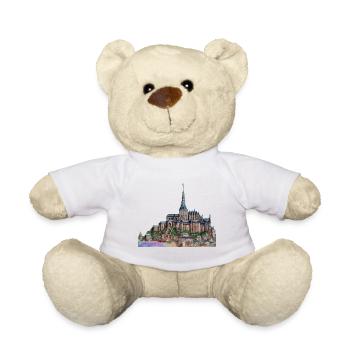Peinture, vacances au mont, mer et plage - Nounours - blanc - Devant