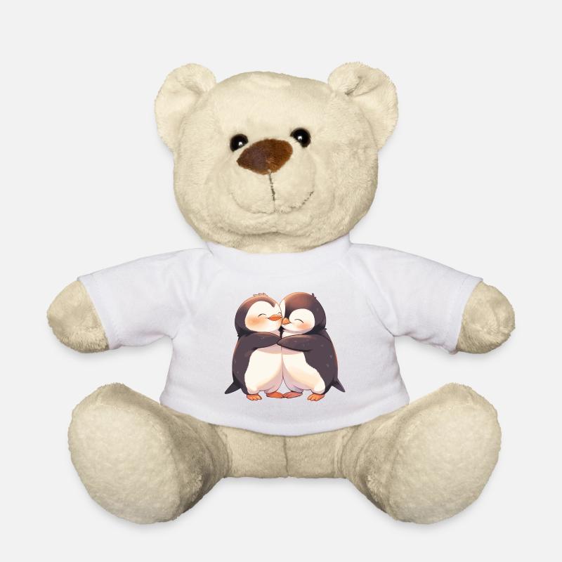 Pinguin Herz Liebe Süß Umarmung Pinguinliebe - Teddy - Weiß