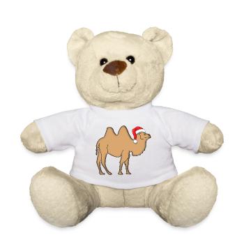 Chameau avec bonnet de Père Noël - Nounours - blanc - Devant