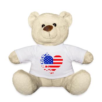Heart US Flag - Teddy Bear - white - Front