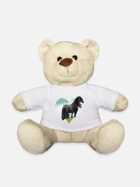 Horse watercolor - Teddy Bear - white