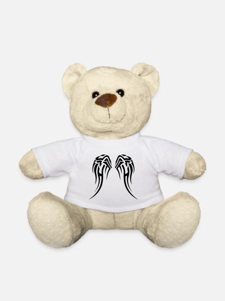 Own color choice, tribal tattoo wings - Teddy Bear - white
