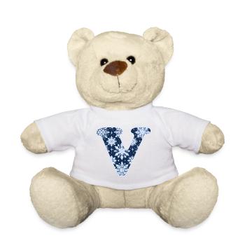 Buchstabe V Schneeflocken - Teddy - Weiß - Vorne