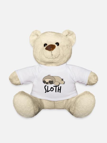 Sloth sleeping sloth lazy office work fun - Teddy Bear - white