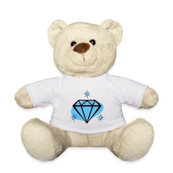 Bijoux de pierres précieuses de diamants scintillants - Nounours - blanc - Devant