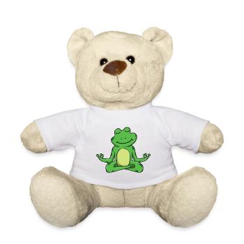Cute Frog in Meditation Posture Yoga Fun - Teddy Bear - white - Front