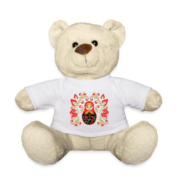 Matrjoschka Geschenk UdSSR Russland Puppe - Teddy - Weiß - Vorne