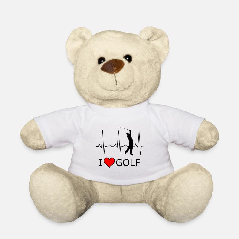 I love Golf Schwarz Rotes Herz - Teddy - Weiß