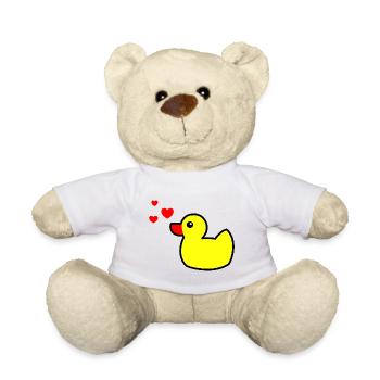 Canard grinçant Jaune Saint-Valentin 2 - Nounours - blanc - Devant