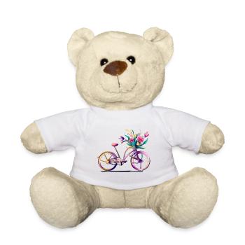 Bicycle with flowers - Teddy Bear - white - Front