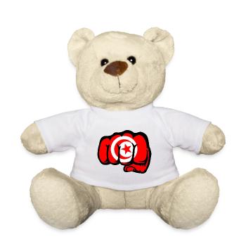 Drapeau de la Tunisie Main Poing - Nounours - blanc - Devant