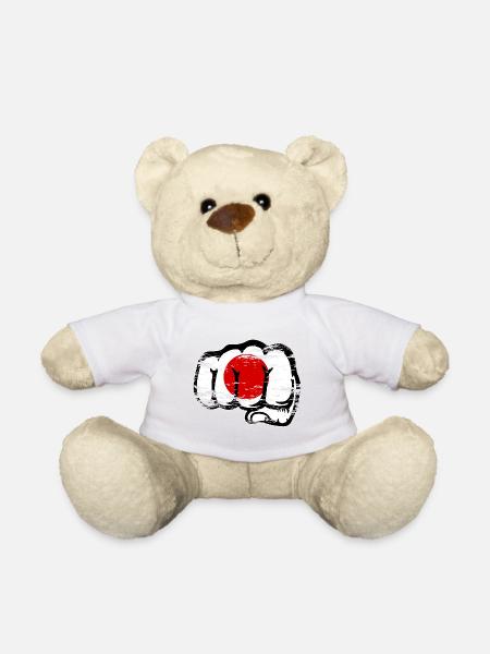 Japan Flag Hand Fist Used - Teddy Bear - white
