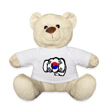 South Korea Flag Hand Fist - Teddy Bear - white - Front
