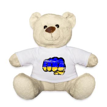 Ukraine Flagge Hand Faust used - Teddy - Weiß - Vorne