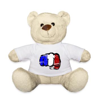 Drapeau de la France poing de main utilisé - Nounours - blanc - Devant