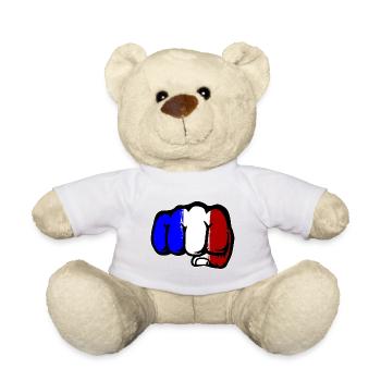 Drapeau de la France main poing - Nounours - blanc - Devant