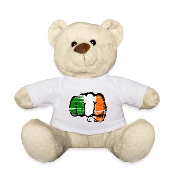 Poing de la main du drapeau irlandais utilisé - Nounours - blanc - Devant