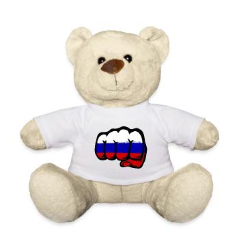 Drapeau de la Russie main poing - Nounours - blanc - Devant