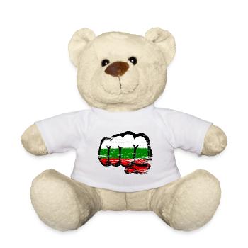 Bulgaria Flag Hand Fist Used - Teddy Bear - white - Front